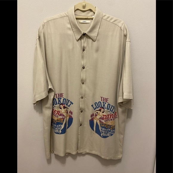CAMPIA Other - Men’s  CAMPIA XL short sleeve button down shirt in beige with diner logo.